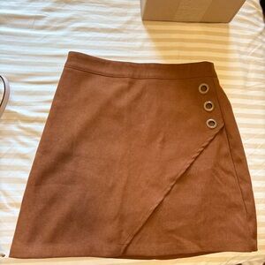 SHEIN Brown Asymmetrical Skirt with Button Accents